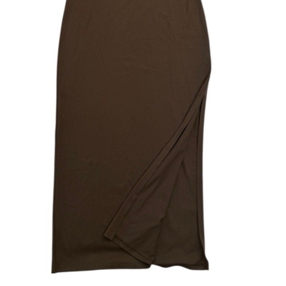 FRAME Womens Le Muscle Midi T Shirt Dress M Chocolate Organic Cotton Minimalist - Picture 5 of 8